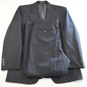 Vtg USA Made Austin Reed 40S 34x29 Gray Striped Wool Mens Jacket Pants Suit